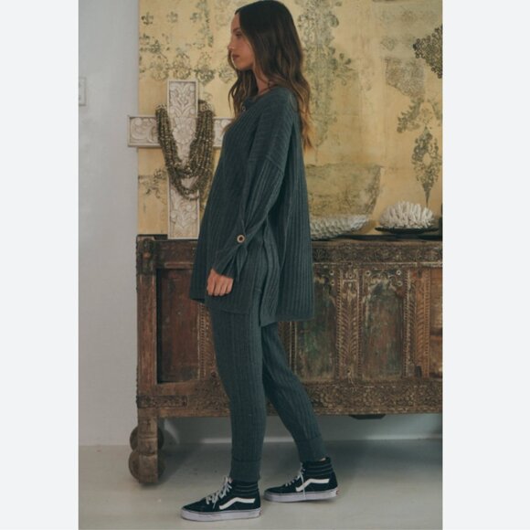 Free People Intimately Around the Clock Knit Jogger Pants Charcoal Size L - Picture 5 of 12